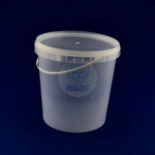 Пластиковое ведро 3,0л бесцветное с ручкой и крышкой 1/50