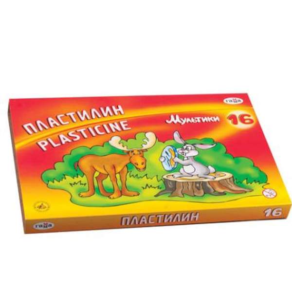 Пластилин классический ГАММА "Мультики", 16 цветов, 320 г, со стеком, картонная упаковка, 280027/281027