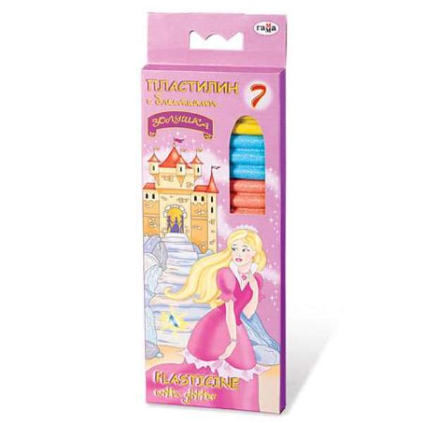 Пластилин классический ГАММА "Золушка", 7 цветов, 125 г, со стеком, картонная упаковка, европодвес, 280033