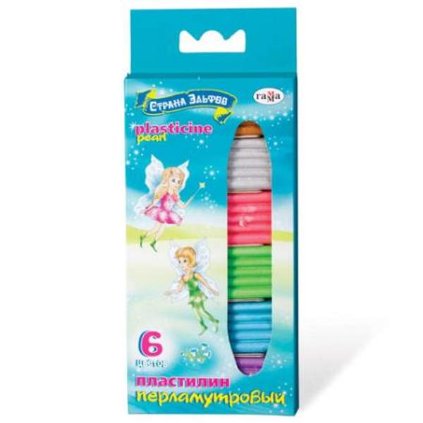 Пластилин перламутровый ГАММА "Страна Эльфов", 6 цветов, 60 г, со стеком, европодвес, 280050