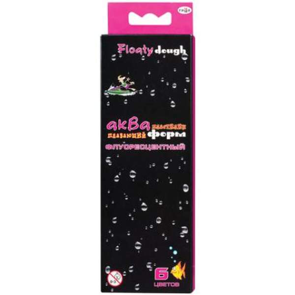 Пластилин плавающий флуоресцентный ГАММА "Акваформ", 6 цветов, 70 г, со стеком, европодвес, 283002