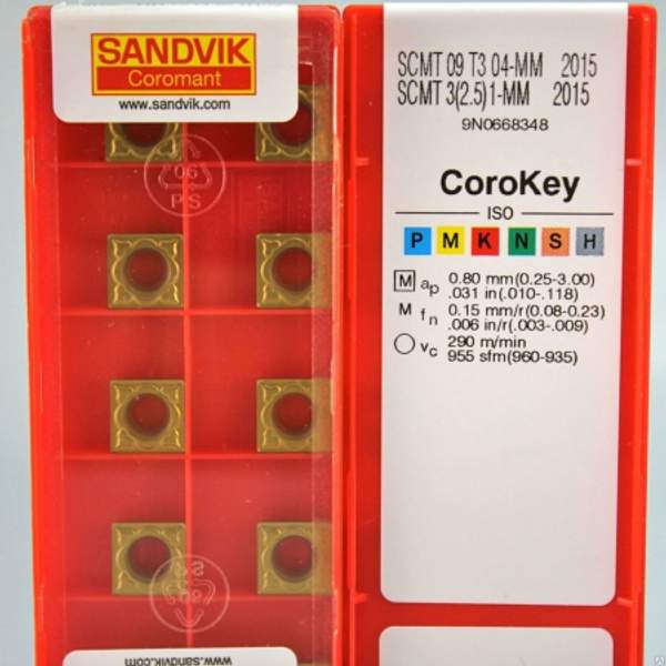 Пластина твердосплавная SCMT 09T304, SCMT 09T308, Sandvik, ARNO, Mitsubishi
