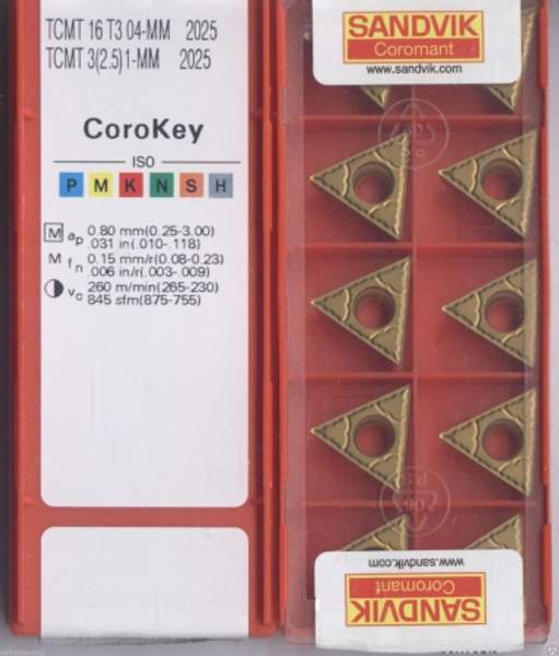 Пластина твердосплавная TCMT 16T304, TCMT 16T308, TCMT 16T312, Sandvik ARNO