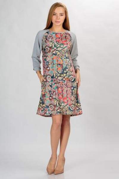 Платье женское Фрея серый с красным