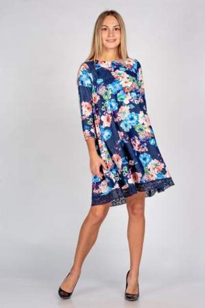 Платье женское Камилла-2 синий с голубыми цветами