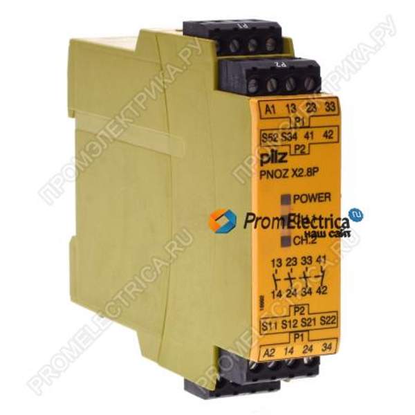 PNOZ X2.8P 24VAC/DC Реле безопасности, 24 В, 3PST-NO, DIN-рейка, 6 А, Винт PILZ 777301