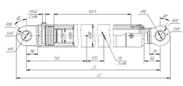 Подъем стрелы ГЦ-200.160х2400.11 (307)ЦГ-200.160х2400.11.000