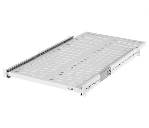 Полка TLK, перфорированная, выдвижная, 1U, 44,45х400 мм (ВхГ), нагрузка до 40 кг, для напольного шкафа, с комплектом крепежа, цвет: серый