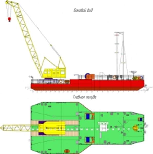 Понтон для подъемного крана (плавкран, плавучий кран).