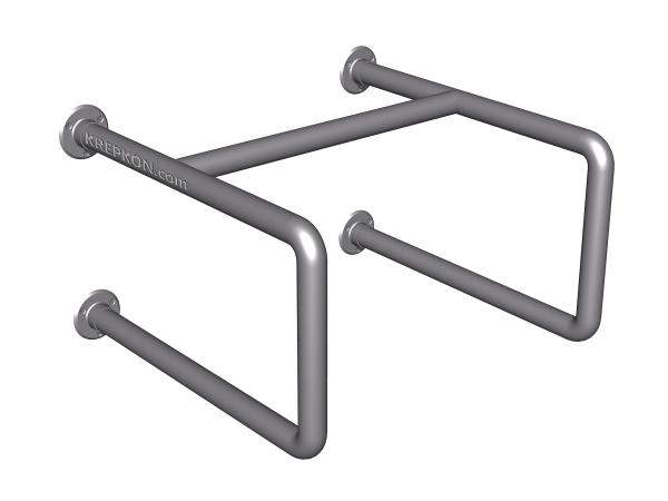 Поручень опорный для писсуара двойной, пристенный, без арки