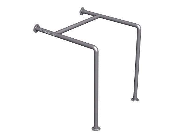 Поручень опорный для санузла, двойной Г – образный для писсуара, напольно-настенный