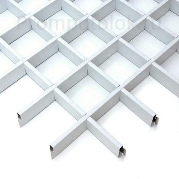 Потолок "Грильято" белый 100х100