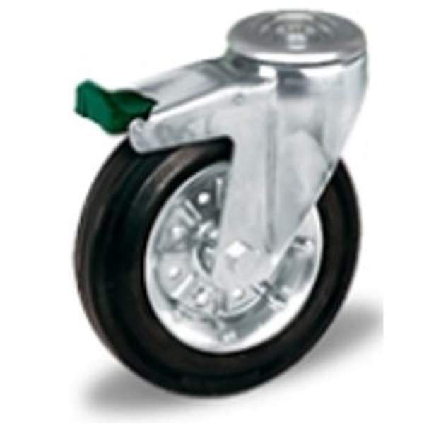 Поворотная колесная опора с тормозом D100/W32/H128/M12/S80