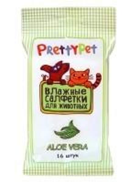 PrettyCat универсальные влажные салфетки PrettyPet для лап, глаз и ушей животных 16 шт. в уп. арт. 4.350