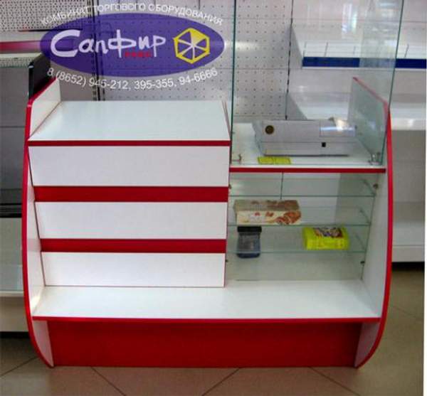 Прилавок расчётный с витриной ПРВ-120