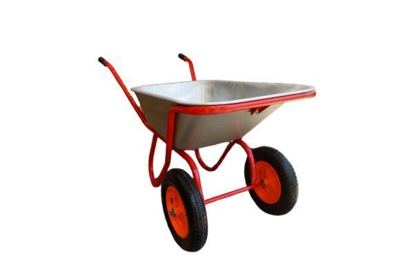 Профессиональная садово-строительная тачка 2-х с рамой усиления корыта