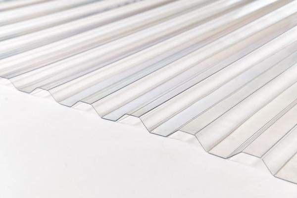 Профилированный кровельный монолитный поликарбонатный лист прозрачный ПМПЛ ТМ "BORREX" трапеция 70x18 м 0,8 мм 1,05x2 м