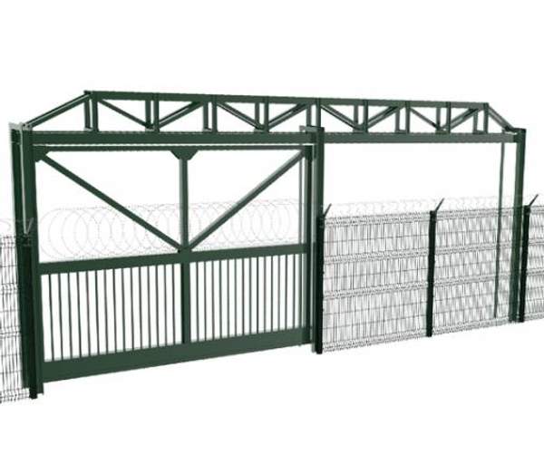 Промышленные откатные ворота с верхней фермой