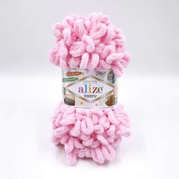 Пряжа Alize PUFFY Пуффи с петлями 4 см 185 розовый