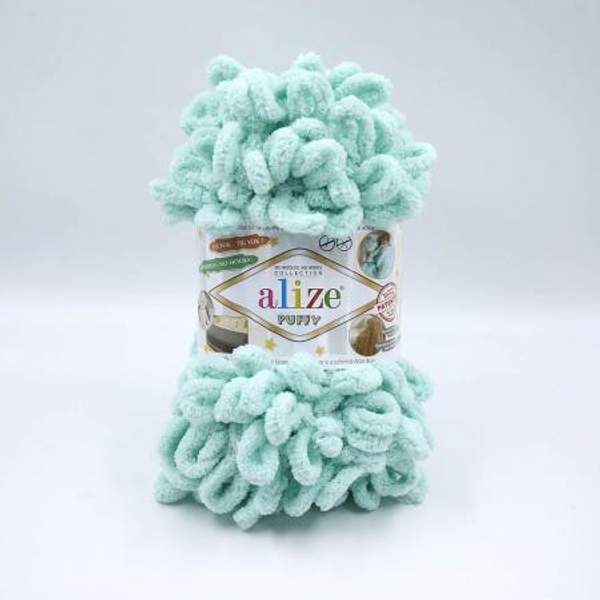 Пряжа Alize PUFFY Пуффи с петлями 4 см 19 светло-бирюзовый