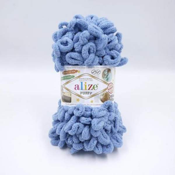 Пряжа Alize PUFFY Пуффи с петлями 4 см 280 средне-синий