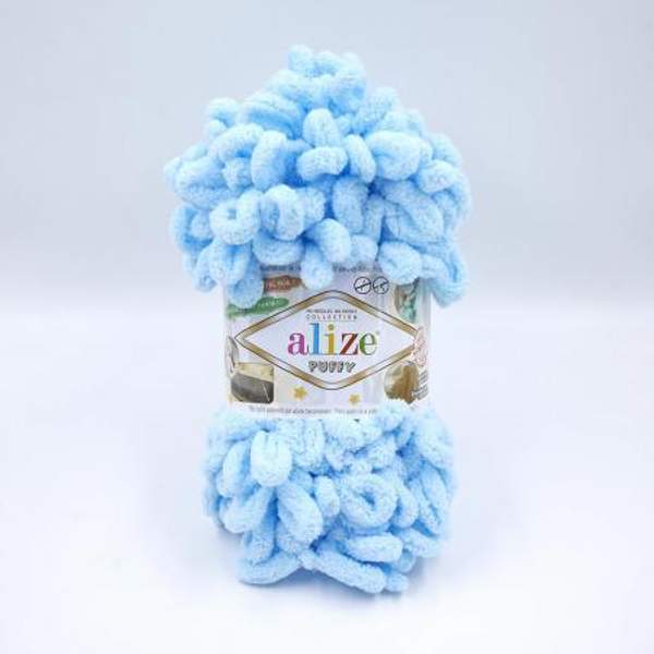 Пряжа Alize PUFFY Пуффи с петлями 4 см 287 светло-бирюзовый
