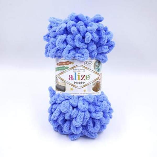 Пряжа Alize PUFFY Пуффи с петлями 4 см 289 синий