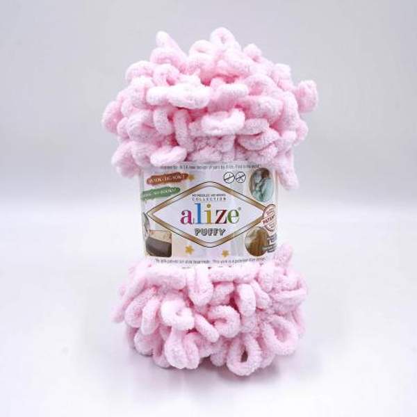 Пряжа Alize PUFFY Пуффи с петлями 4 см 31 детский розовый