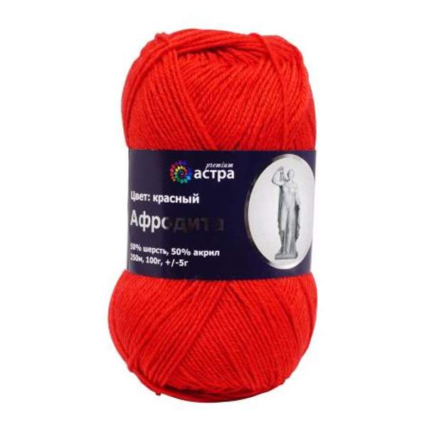 Пряжа Astra Premium Афродита 100гр. 250м (50% шерсть, 50% акрил) (10 красный)