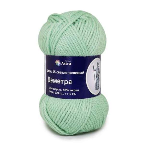 Пряжа Astra Premium Деметра 100гр. 100м (50% шерсть, 50% акрил) (15 светло-зеленый)