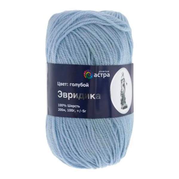 Пряжа Astra Premium Эвридика 100гр. 200м (100% шерсть) (13 голубой)