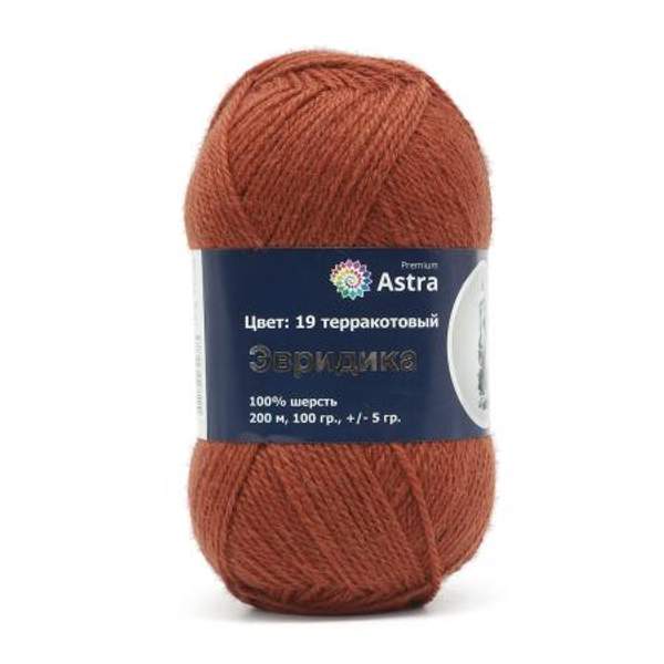 Пряжа Astra Premium Эвридика 100гр. 200м (100% шерсть) (19 терракотовый)