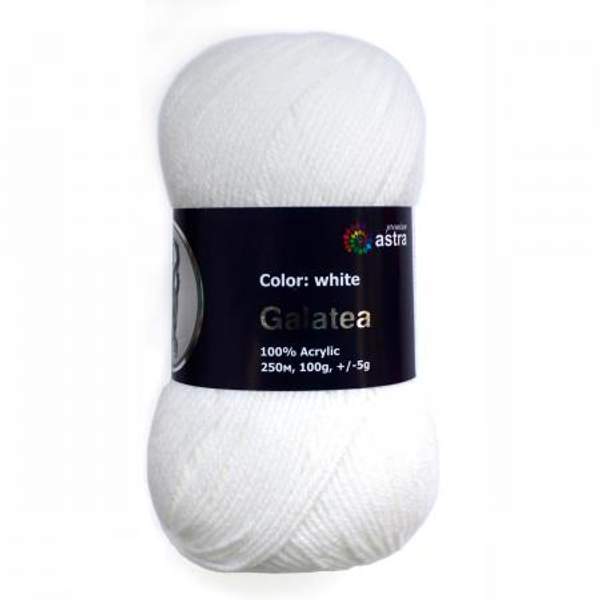 Пряжа Astra Premium Галатея 100гр. 250м (100% акрил) (01 белый)