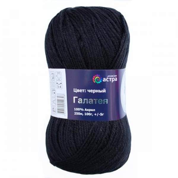 Пряжа Astra Premium Галатея 100гр. 250м (100% акрил) (02 черный)