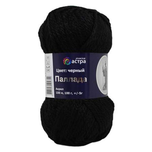 Пряжа Astra Premium Паллада 100гр. 100м (100% акрил) (02 черный)