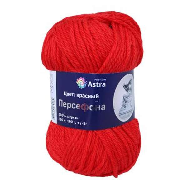 Пряжа Astra Premium Персефона 100гр. 100м (100% шерсть) (03 красный)