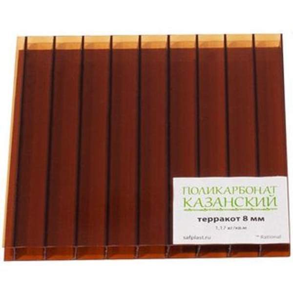 Rational Казанский Сотовый поликарбонат 10 мм RATIONAL Казанский 0,99 кг/м2 2,1*6 м терракот