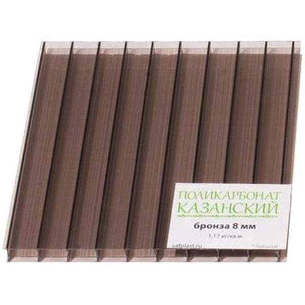 Rational Казанский Сотовый поликарбонат 8 мм RATIONAL Казанский 0,93 кг/м2 2,1*12м. бронза
