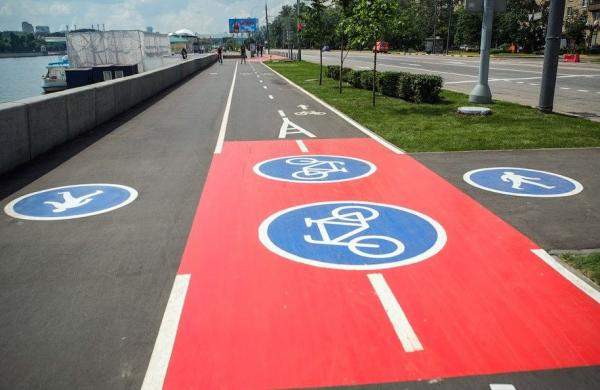 Разметка велосипедных и пешеходных дорожек