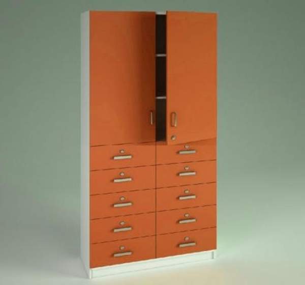 Рецептурный шкаф для аптеки с ящиками 900*420*2100