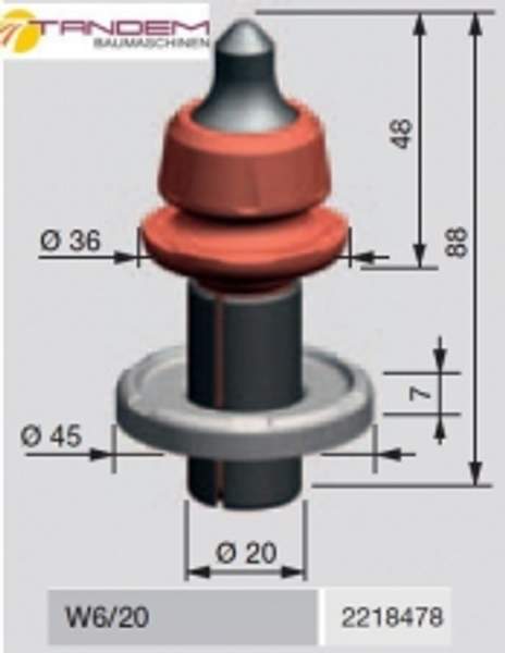 Резец дорожный Wirtgen W6/20 с усиленной шайбой