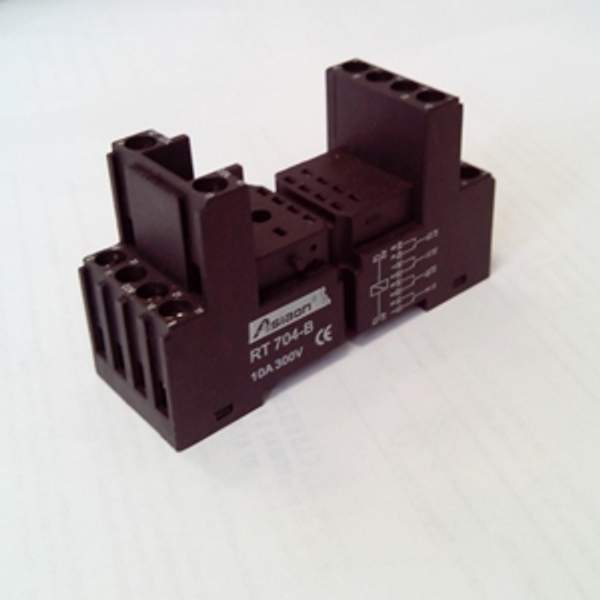 RT704-B Колодка DIN для реле RE-4P, AE, DRM 4P (аналог PYF-14BE), белая
