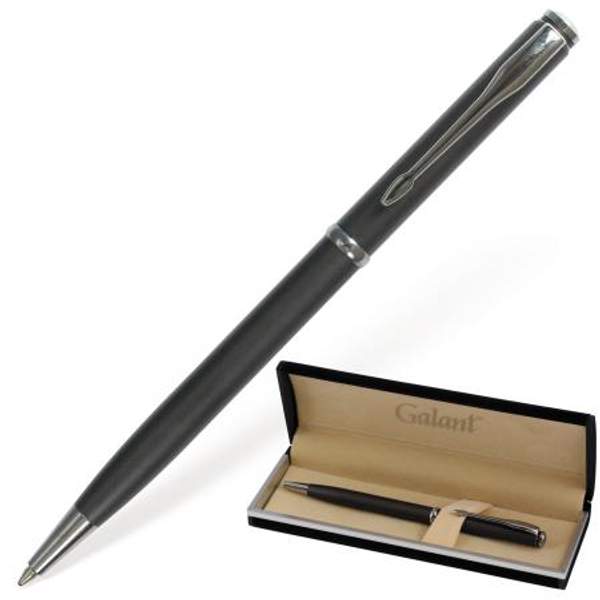 Ручка подарочная шариковая GALANT "Arrow Chrome Grey", корпус серый, хромированные детали, пишущий узел 0,7 мм, синяя