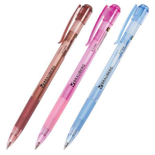 Ручка шариковая автоматическая с грипом BRAUBERG "Patrol", СИНЯЯ, корпус ассорти, узел 0,7 мм, линия письма 0,35 мм