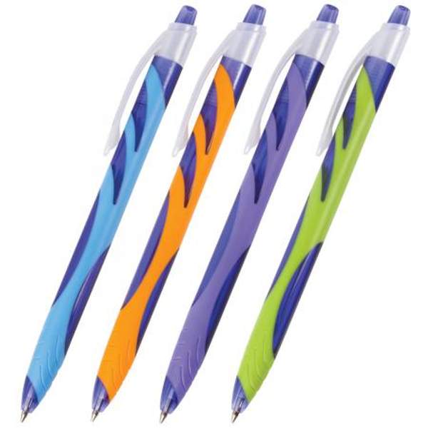 Ручка шариковая автоматическая с грипом BRAUBERG «Tigra», СИНЯЯ, корпус ассорти, узел 0,7 мм, линия письма 0,35 мм