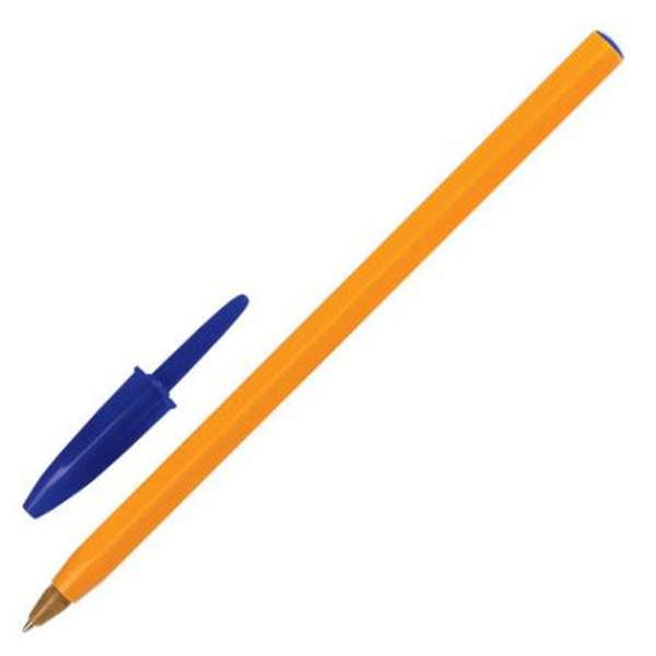 Ручка шариковая BIC "Orange", СИНЯЯ, корпус оранжевый, узел 0,8 мм, линия письма 0,3 мм