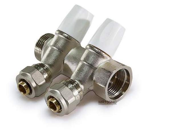 Сантехнический коллектор TIM вентильного типа, 1" г/ш - 16 цанга, 45°/ 2 вых.,MR135N-1-C-2