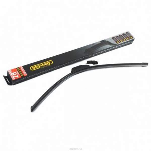 Щетка стеклоочистителя бескаркасная 70см/28" SKYWAY 5 адаптеров 1шт.