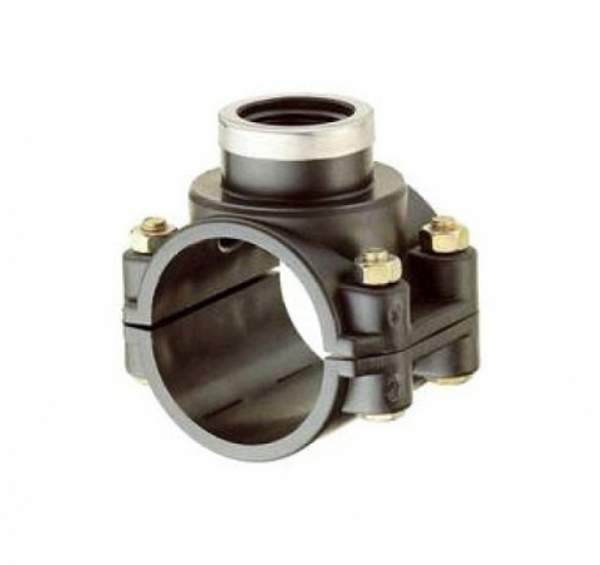 Седелка хомут врезной для врезки в пластиковую полиэтиленовую трубу 300мм отвод 50мм (2")