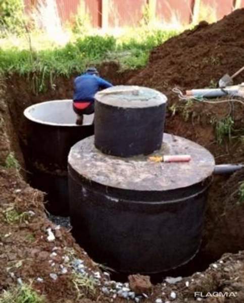 Септик для канализации в Дом, на дачу из ЖБИ колец, монтаж